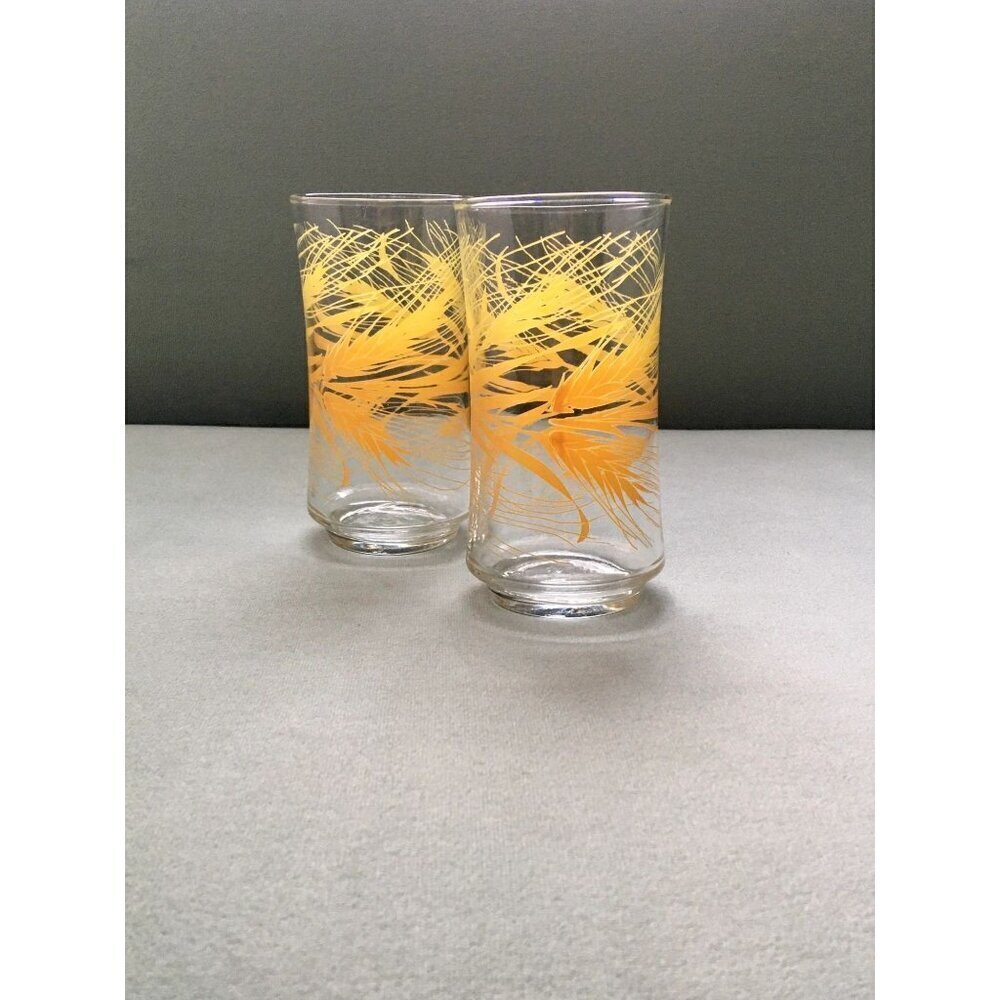 Set of 2 Vintage Libbey Wheat Tumbler Glasses 5.5" tall